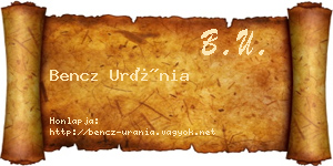Bencz Uránia névjegykártya